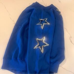 VTG Indie Sleaze McBling Sequin OPEN TO SKIN Sexy Star Cutout Blue Slouchy Top M